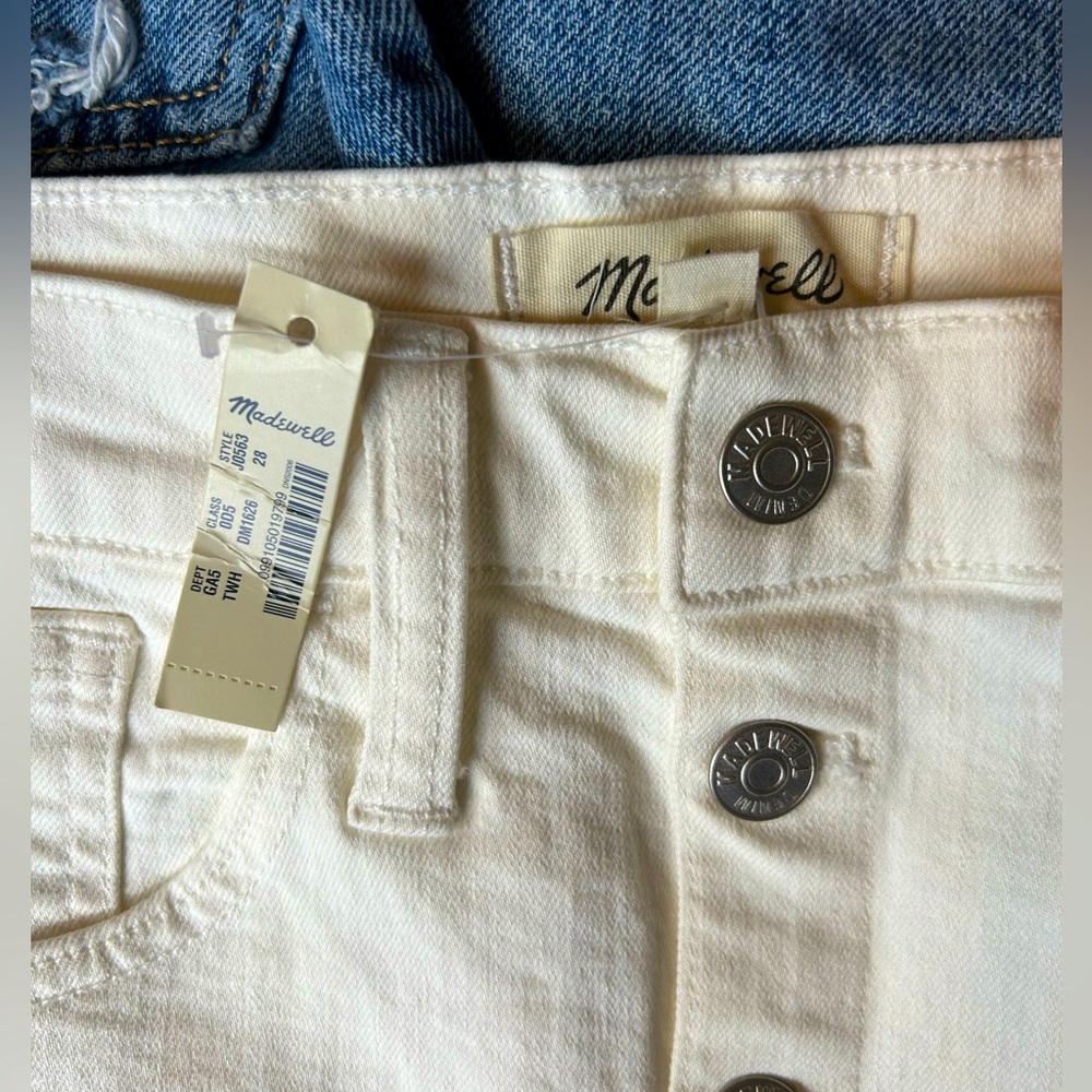 Madewell button white denim skirt size 28 new with tags